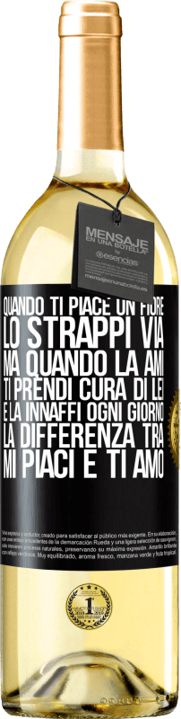 29,95 € Spedizione Gratuita | Vino bianco Edizione WHITE Quando ti piace un fiore, lo strappi via. Ma quando la ami, ti prendi cura di lei e la innaffi ogni giorno Etichetta Nera. Etichetta personalizzabile Vino giovane Raccogliere 2024 Verdejo