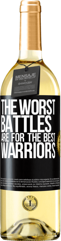 29,95 € Free Shipping | White Wine WHITE Edition The worst battles are for the best warriors Black Label. Customizable label Young wine Harvest 2024 Verdejo