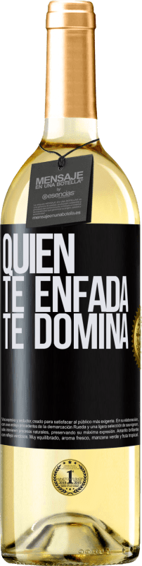 29,95 € Envío gratis | Vino Blanco Edición WHITE Quien te enfada te domina Etiqueta Negra. Etiqueta personalizable Vino joven Cosecha 2024 Verdejo