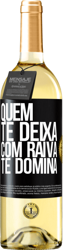 29,95 € Envio grátis | Vinho branco Edição WHITE Quem te deixa com raiva te domina Etiqueta Preta. Etiqueta personalizável Vinho jovem Colheita 2024 Verdejo