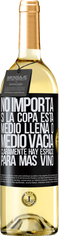 29,95 € Envío gratis | Vino Blanco Edición WHITE No importa si la copa está medio llena o medio vacía. Cláramente hay espacio para más vino Etiqueta Negra. Etiqueta personalizable Vino joven Cosecha 2024 Verdejo