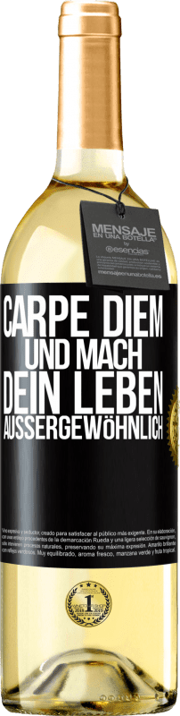 29,95 € Kostenloser Versand | Weißwein WHITE Ausgabe Carpe Diem und mach dein Leben außergewöhnlich Schwarzes Etikett. Anpassbares Etikett Junger Wein Ernte 2023 Verdejo