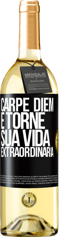 29,95 € Envio grátis | Vinho branco Edição WHITE Carpe Diem e torne sua vida extraordinária Etiqueta Preta. Etiqueta personalizável Vinho jovem Colheita 2024 Verdejo