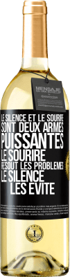 29,95 € Envoi gratuit | Vin blanc Édition WHITE Le silence et le sourire sont deux armes puissantes. Le sourire résout les problèmes, le silence les évite Étiquette Noire. Étiquette personnalisable Vin jeune Récolte 2023 Verdejo