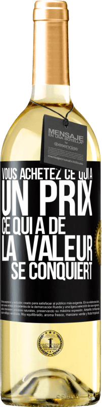 29,95 € Envoi gratuit | Vin blanc Édition WHITE Vous achetez ce qui a un prix. Ce qui a de la valeur se conquiert Étiquette Noire. Étiquette personnalisable Vin jeune Récolte 2025 Verdejo