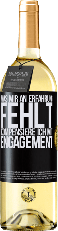 29,95 € Kostenloser Versand | Weißwein WHITE Ausgabe Was mir an Erfahrung fehlt, kompensiere ich mit Engagement Schwarzes Etikett. Anpassbares Etikett Junger Wein Ernte 2024 Verdejo