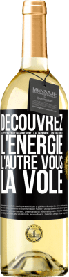 29,95 € Envoi gratuit | Vin blanc Édition WHITE Découvrez la différence entre la connexion et l'attachement. L'un vous donne de l'énergie, l'autre vous la vole Étiquette Noire. Étiquette personnalisable Vin jeune Récolte 2025 Verdejo