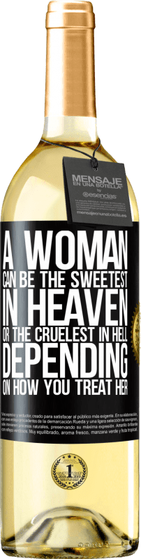 29,95 € Free Shipping | White Wine WHITE Edition A woman can be the sweetest in heaven, or the cruelest in hell, depending on how you treat her Black Label. Customizable label Young wine Harvest 2024 Verdejo