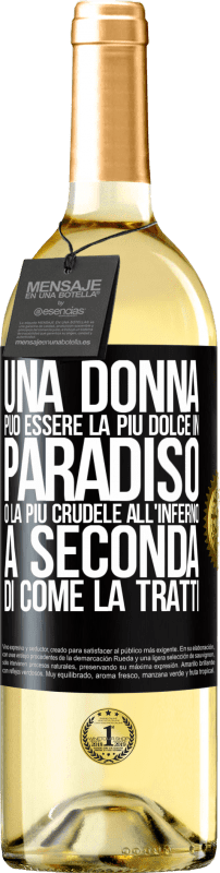 29,95 € Spedizione Gratuita | Vino bianco Edizione WHITE Una donna può essere la più dolce in paradiso o la più crudele all'inferno, a seconda di come la tratti Etichetta Nera. Etichetta personalizzabile Vino giovane Raccogliere 2024 Verdejo