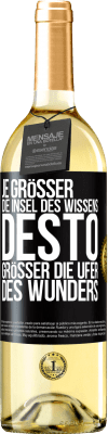 29,95 € Kostenloser Versand | Weißwein WHITE Ausgabe Je größer die Insel des Wissens, desto größer die Ufer des Wunders Schwarzes Etikett. Anpassbares Etikett Junger Wein Ernte 2024 Verdejo