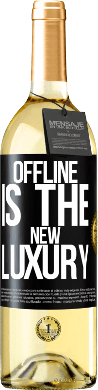 29,95 € Бесплатная доставка | Белое вино Издание WHITE Offline is the new luxury Черная метка. Настраиваемая этикетка Молодое вино Урожай 2023 Verdejo