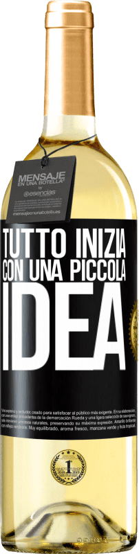 29,95 € Spedizione Gratuita | Vino bianco Edizione WHITE Tutto inizia con una piccola idea Etichetta Nera. Etichetta personalizzabile Vino giovane Raccogliere 2025 Verdejo