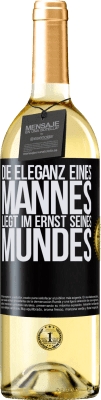 29,95 € Kostenloser Versand | Weißwein WHITE Ausgabe Die Eleganz eines Mannes liegt im Ernst seines Mundes Schwarzes Etikett. Anpassbares Etikett Junger Wein Ernte 2023 Verdejo