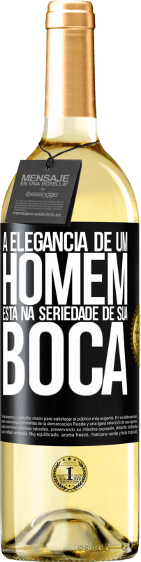 29,95 € Envio grátis | Vinho branco Edição WHITE A elegância de um homem está na seriedade de sua boca Etiqueta Preta. Etiqueta personalizável Vinho jovem Colheita 2024 Verdejo