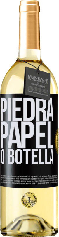 29,95 € Envío gratis | Vino Blanco Edición WHITE Piedra, papel o botella Etiqueta Negra. Etiqueta personalizable Vino joven Cosecha 2023 Verdejo