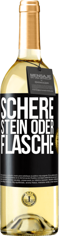 29,95 € Kostenloser Versand | Weißwein WHITE Ausgabe Schere, Stein oder Flasche Schwarzes Etikett. Anpassbares Etikett Junger Wein Ernte 2023 Verdejo