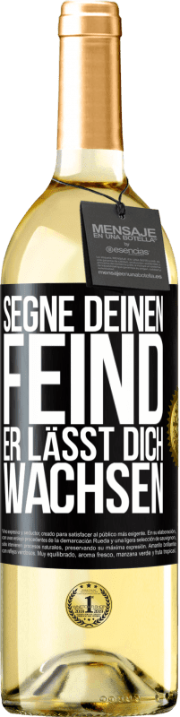 29,95 € Kostenloser Versand | Weißwein WHITE Ausgabe Segne deinen Feind. Er lässt dich wachsen Schwarzes Etikett. Anpassbares Etikett Junger Wein Ernte 2024 Verdejo