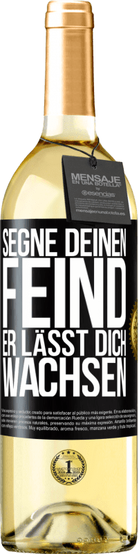 29,95 € Kostenloser Versand | Weißwein WHITE Ausgabe Segne deinen Feind. Er lässt dich wachsen Schwarzes Etikett. Anpassbares Etikett Junger Wein Ernte 2025 Verdejo