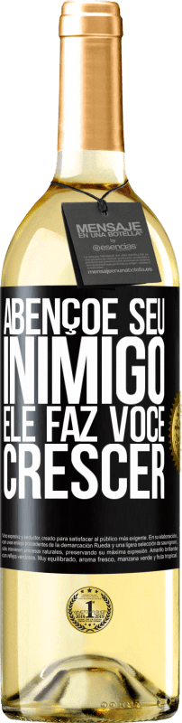 29,95 € Envio grátis | Vinho branco Edição WHITE Abençoe seu inimigo. Ele faz você crescer Etiqueta Preta. Etiqueta personalizável Vinho jovem Colheita 2025 Verdejo