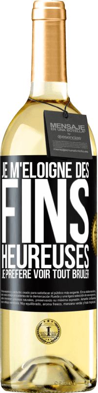 29,95 € Envoi gratuit | Vin blanc Édition WHITE Je m'éloigne des fins heureuses, je préfère voir tout brûler Étiquette Noire. Étiquette personnalisable Vin jeune Récolte 2024 Verdejo