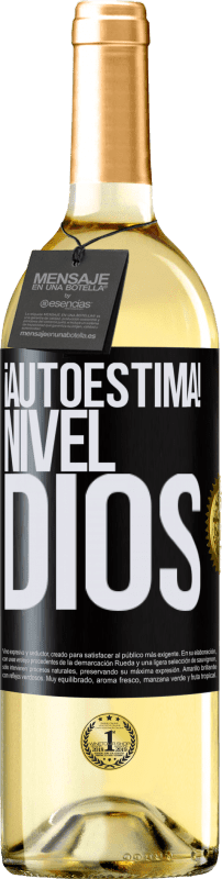 29,95 € Envío gratis | Vino Blanco Edición WHITE ¡Autoestima! Nivel dios Etiqueta Negra. Etiqueta personalizable Vino joven Cosecha 2024 Verdejo