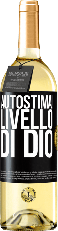 29,95 € Spedizione Gratuita | Vino bianco Edizione WHITE Autostima! Livello di Dio Etichetta Nera. Etichetta personalizzabile Vino giovane Raccogliere 2024 Verdejo