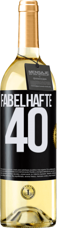 29,95 € Kostenloser Versand | Weißwein WHITE Ausgabe Fabelhafte 40 Schwarzes Etikett. Anpassbares Etikett Junger Wein Ernte 2023 Verdejo