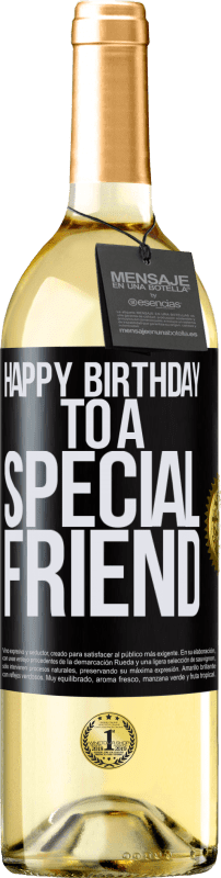 29,95 € Envío gratis | Vino Blanco Edición WHITE Happy birthday to a special friend Etiqueta Negra. Etiqueta personalizable Vino joven Cosecha 2024 Verdejo