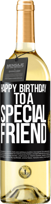 29,95 € Spedizione Gratuita | Vino bianco Edizione WHITE Buon compleanno ad un amico speciale Etichetta Nera. Etichetta personalizzabile Vino giovane Raccogliere 2024 Verdejo