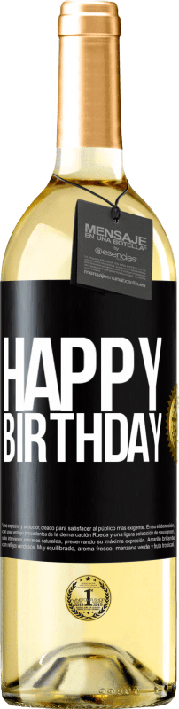 29,95 € Бесплатная доставка | Белое вино Издание WHITE С днем ​​рождения Черная метка. Настраиваемая этикетка Молодое вино Урожай 2023 Verdejo