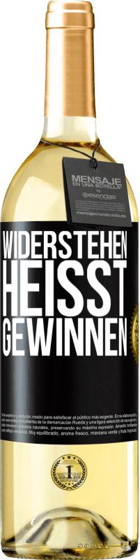 29,95 € Kostenloser Versand | Weißwein WHITE Ausgabe Widerstehen heißt gewinnen Schwarzes Etikett. Anpassbares Etikett Junger Wein Ernte 2024 Verdejo