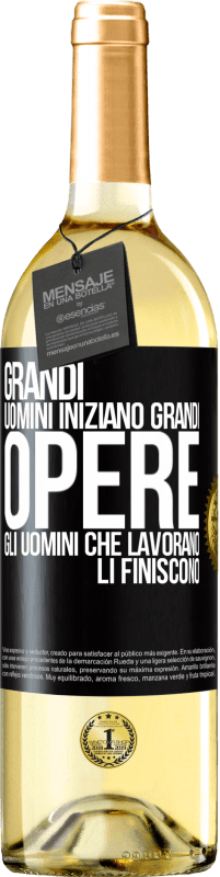 29,95 € Spedizione Gratuita | Vino bianco Edizione WHITE Grandi uomini iniziano grandi opere. Gli uomini che lavorano li finiscono Etichetta Nera. Etichetta personalizzabile Vino giovane Raccogliere 2023 Verdejo