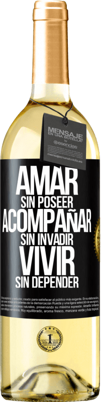 29,95 € Envío gratis | Vino Blanco Edición WHITE Amar sin poseer, acompañar sin invadir, vivir sin depender Etiqueta Negra. Etiqueta personalizable Vino joven Cosecha 2024 Verdejo