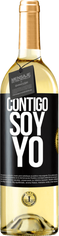 29,95 € Envío gratis | Vino Blanco Edición WHITE Contigo soy yo Etiqueta Negra. Etiqueta personalizable Vino joven Cosecha 2023 Verdejo