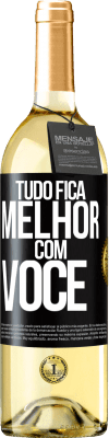 29,95 € Envio grátis | Vinho branco Edição WHITE Tudo fica melhor com você Etiqueta Preta. Etiqueta personalizável Vinho jovem Colheita 2024 Verdejo