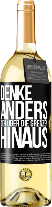 29,95 € Kostenloser Versand | Weißwein WHITE Ausgabe Denke anders. Geh über die Grenzen hinaus Schwarzes Etikett. Anpassbares Etikett Junger Wein Ernte 2023 Verdejo