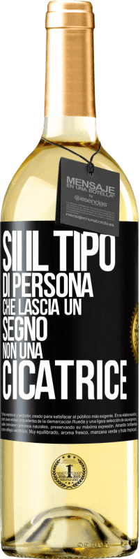 29,95 € Spedizione Gratuita | Vino bianco Edizione WHITE Sii il tipo di persona che lascia un segno, non una cicatrice Etichetta Nera. Etichetta personalizzabile Vino giovane Raccogliere 2023 Verdejo