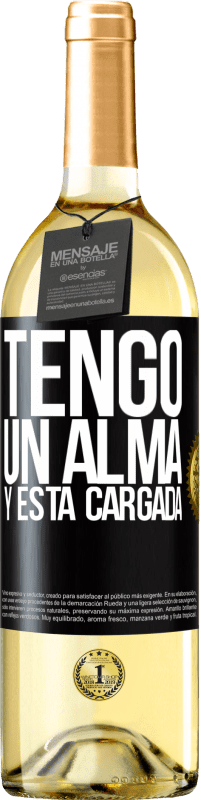 29,95 € Envío gratis | Vino Blanco Edición WHITE Tengo un alma y está cargada Etiqueta Negra. Etiqueta personalizable Vino joven Cosecha 2023 Verdejo