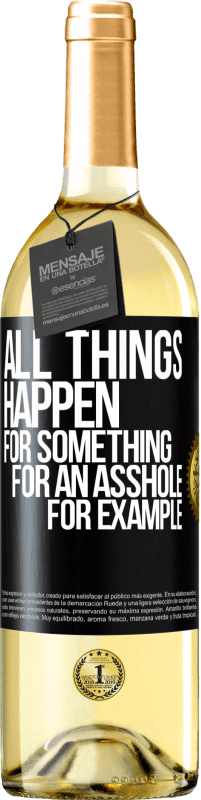 29,95 € Free Shipping | White Wine WHITE Edition All things happen for something, for an asshole for example Black Label. Customizable label Young wine Harvest 2024 Verdejo