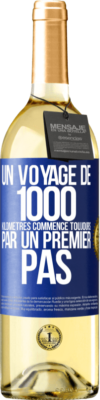 29,95 € Envoi gratuit | Vin blanc Édition WHITE Un voyage de 1000 kilomètres commence toujours par un premier pas Étiquette Bleue. Étiquette personnalisable Vin jeune Récolte 2023 Verdejo