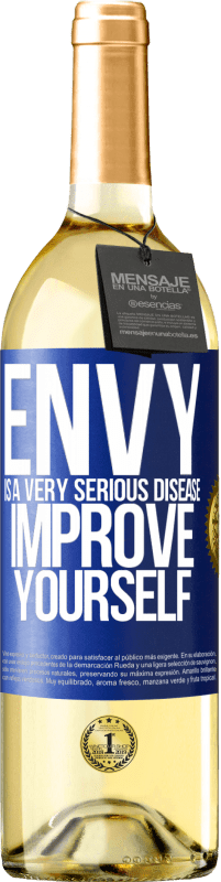 29,95 € Free Shipping | White Wine WHITE Edition Envy is a very serious disease, improve yourself Blue Label. Customizable label Young wine Harvest 2023 Verdejo