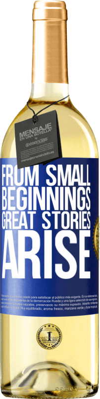 29,95 € Бесплатная доставка | Белое вино Издание WHITE С самого начала возникают великие истории Синяя метка. Настраиваемая этикетка Молодое вино Урожай 2023 Verdejo
