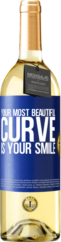 29,95 € Бесплатная доставка | Белое вино Издание WHITE Твоя самая красивая кривая - твоя улыбка Синяя метка. Настраиваемая этикетка Молодое вино Урожай 2023 Verdejo
