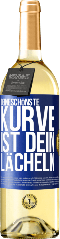 29,95 € Kostenloser Versand | Weißwein WHITE Ausgabe Deineschönste Kurve ist dein Lächeln Blaue Markierung. Anpassbares Etikett Junger Wein Ernte 2023 Verdejo