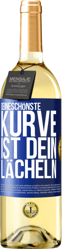 29,95 € Kostenloser Versand | Weißwein WHITE Ausgabe Deineschönste Kurve ist dein Lächeln Blaue Markierung. Anpassbares Etikett Junger Wein Ernte 2024 Verdejo