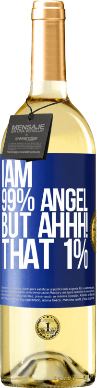 29,95 € 免费送货 | 白葡萄酒 WHITE版 我是99％的天使，但是啊！那1％ 蓝色标签. 可自定义的标签 青年酒 收成 2023 Verdejo