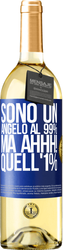 29,95 € Spedizione Gratuita | Vino bianco Edizione WHITE Sono un angelo al 99%, ma ahhh! quell'1% Etichetta Blu. Etichetta personalizzabile Vino giovane Raccogliere 2023 Verdejo