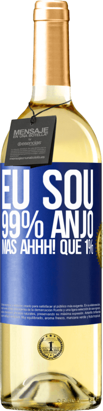 29,95 € Envio grátis | Vinho branco Edição WHITE Eu sou 99% anjo, mas ahhh! que 1% Etiqueta Azul. Etiqueta personalizável Vinho jovem Colheita 2024 Verdejo