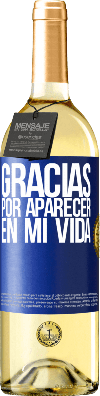 29,95 € Envío gratis | Vino Blanco Edición WHITE Gracias por aparecer en mi vida Etiqueta Azul. Etiqueta personalizable Vino joven Cosecha 2024 Verdejo