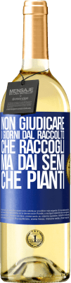 29,95 € Spedizione Gratuita | Vino bianco Edizione WHITE Non giudicare i giorni dal raccolto che raccogli, ma dai semi che pianti Etichetta Blu. Etichetta personalizzabile Vino giovane Raccogliere 2024 Verdejo